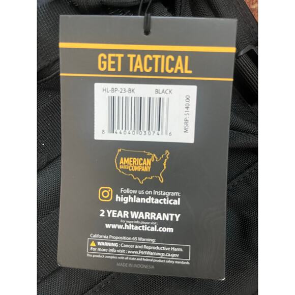 NWT Highland Tactical Rumble Black Backpack - Picture 9 of 9